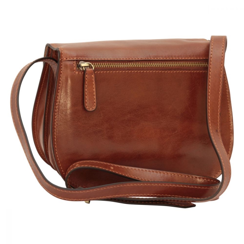 Old Angler Schultertasche Leder Braun Rückseite